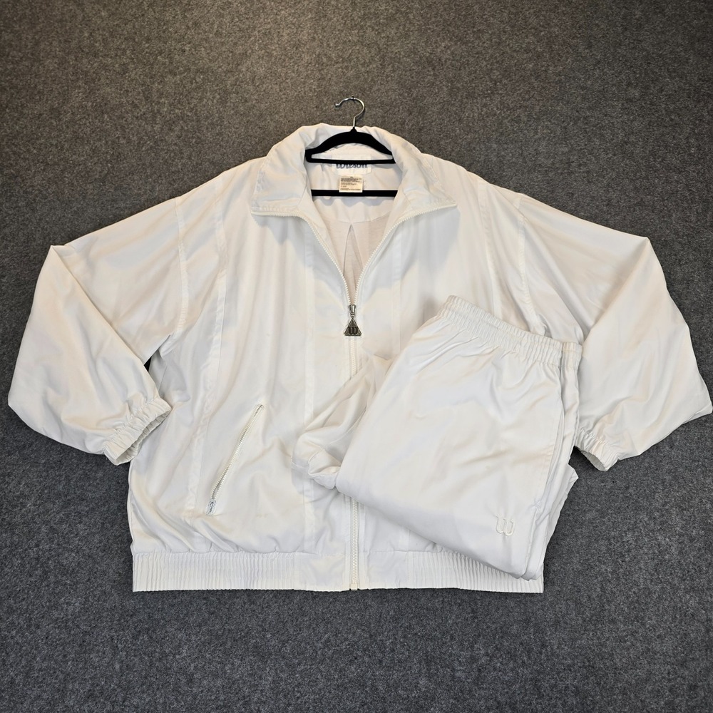 Wilson Tracksuit Set Mens XL White Full Zip Running Sports Training Athleisure
